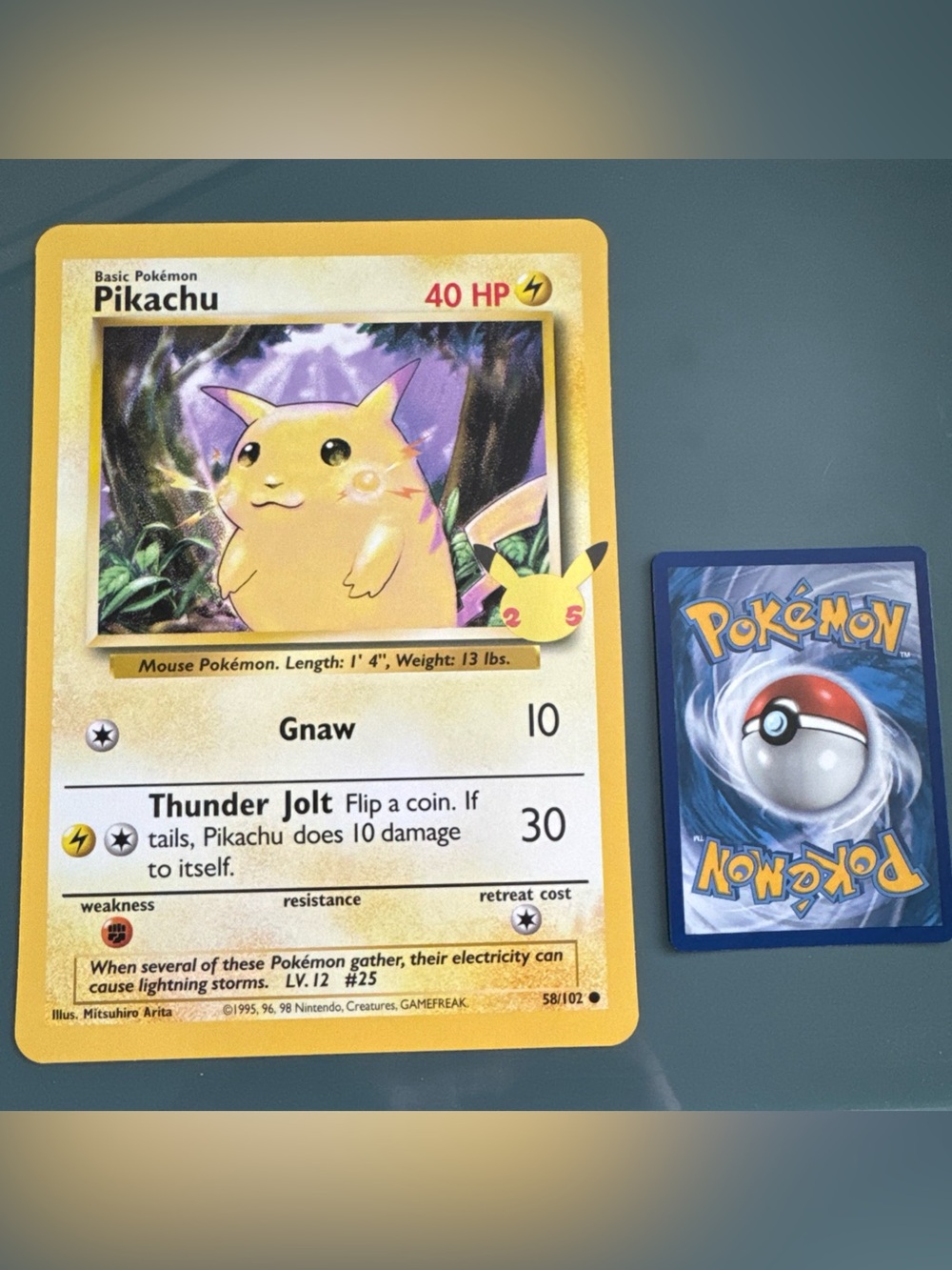 Pokémon TCG Jumbo Pikachu Base Set Reprint Card - Celebrations 25th Anniv.